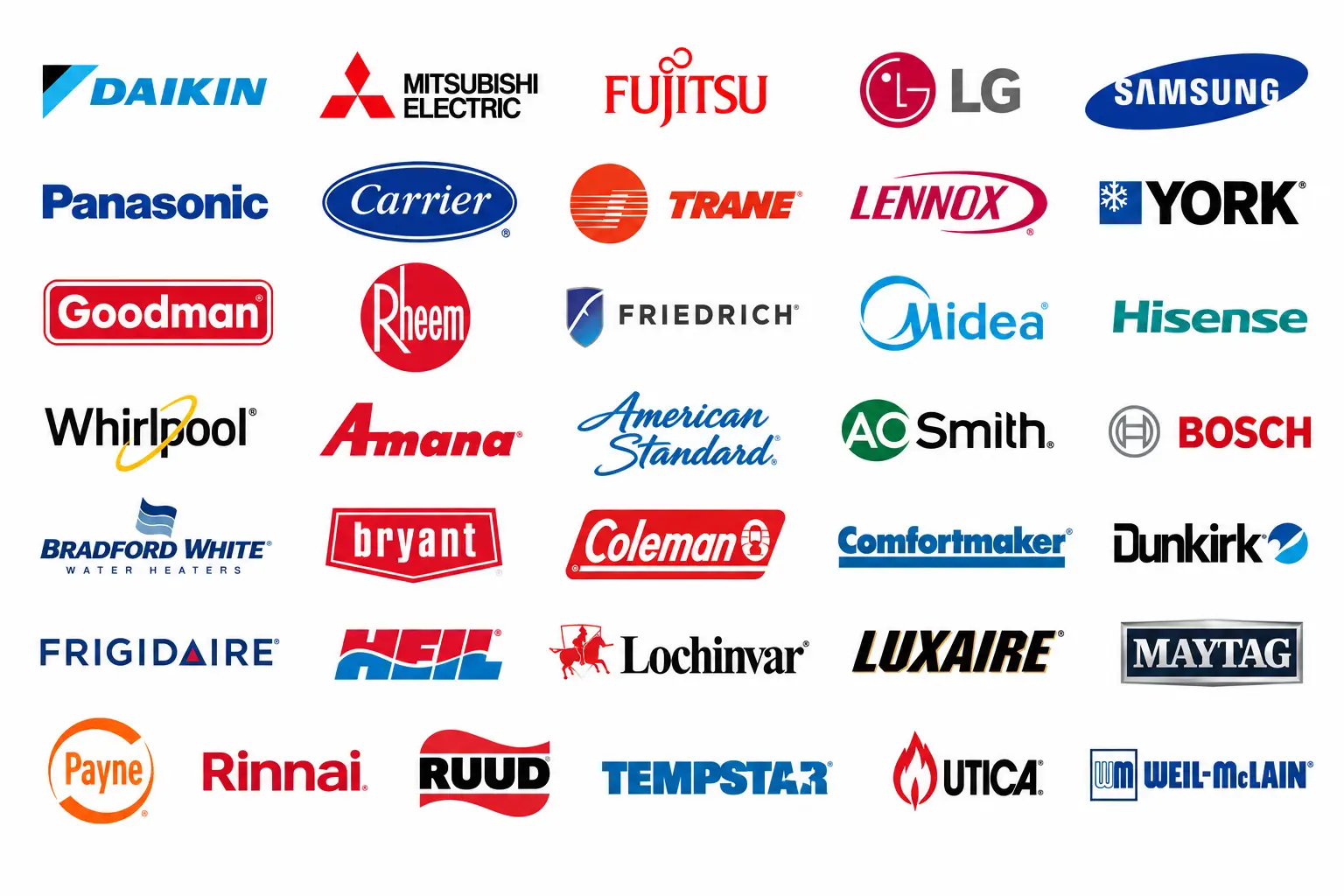 Heating and cooling brands carried by Just Pro HVAC